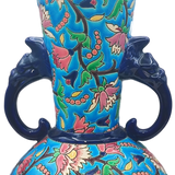Manufacture de Longwy - Paire de grand vase anses à tête d'éléphant